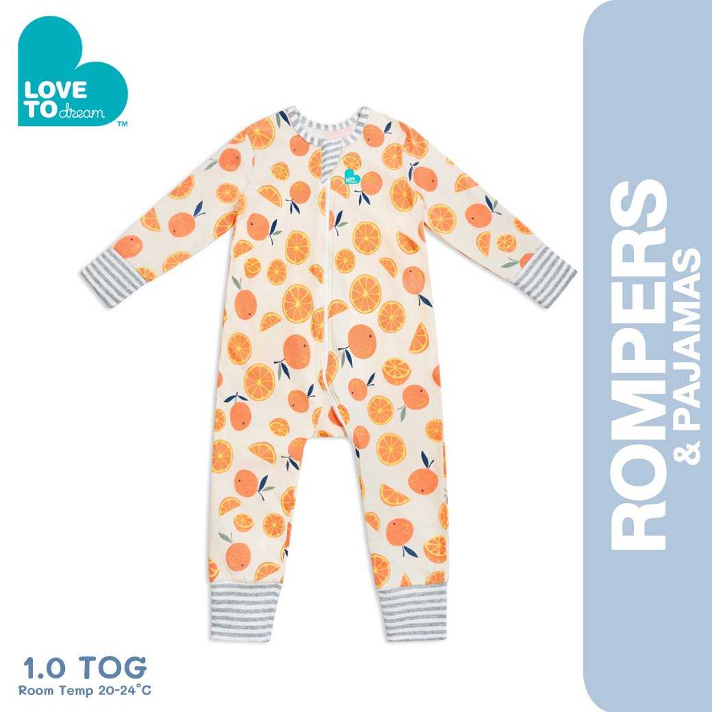 ชุดรอมเปอร์คลุมเท้า Long Sleeve Footless Romper ลาย Sweet Dreams Orange แบรนด์ Love To Dream