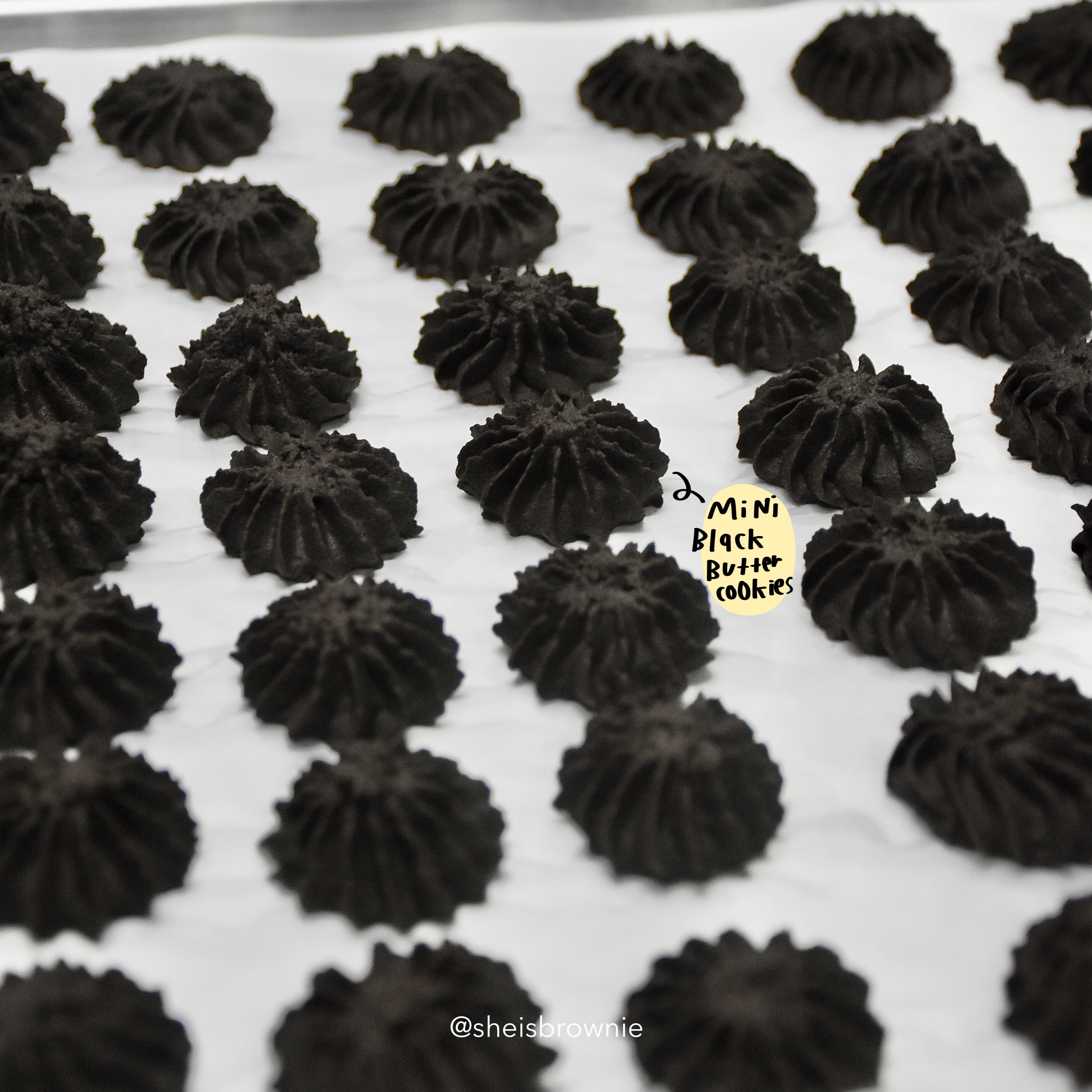 อาหารยอดฮิตมินิคุกกี้เนยสดแบล็ก/mini black butter cookies