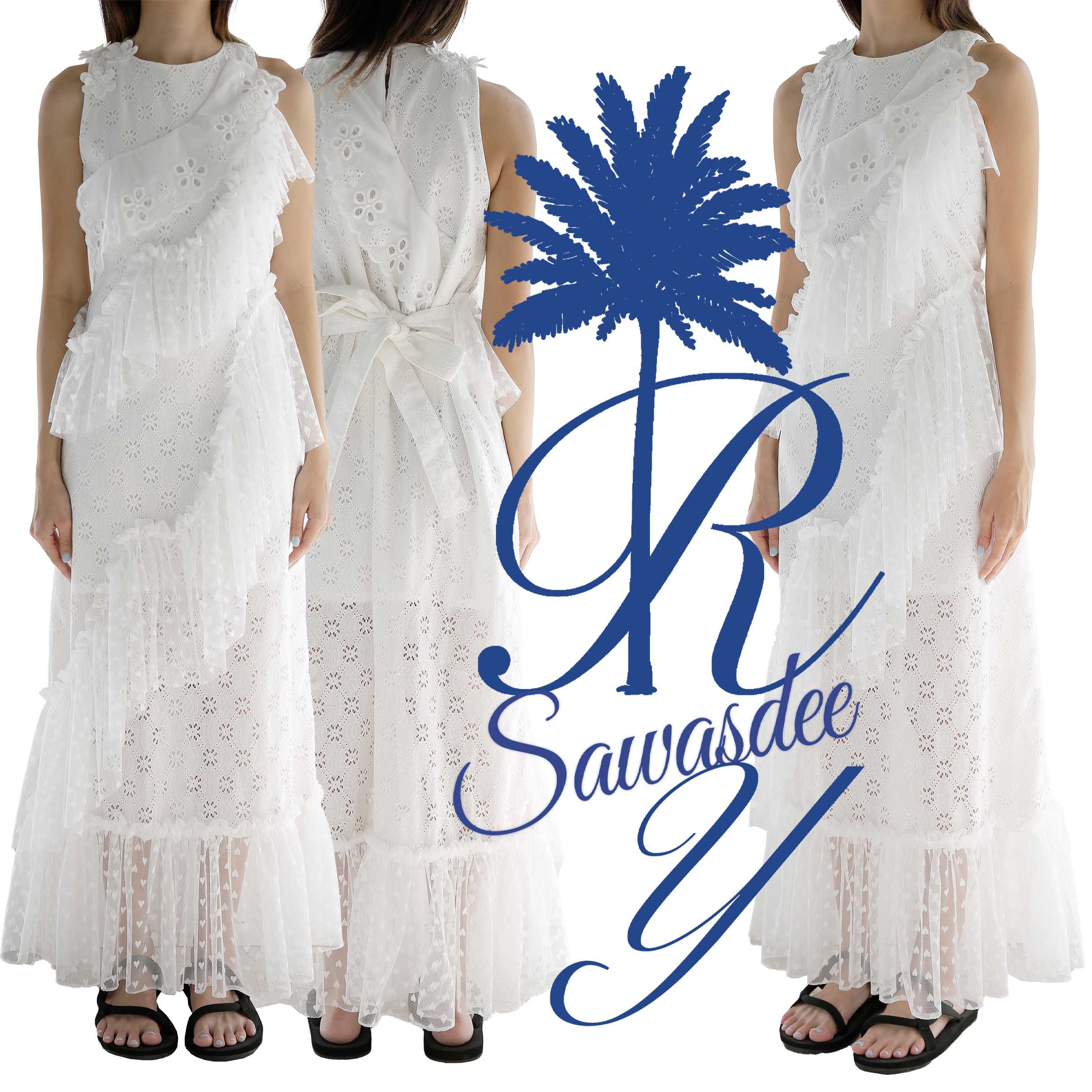 Rotsaniyom White lace maxi dress