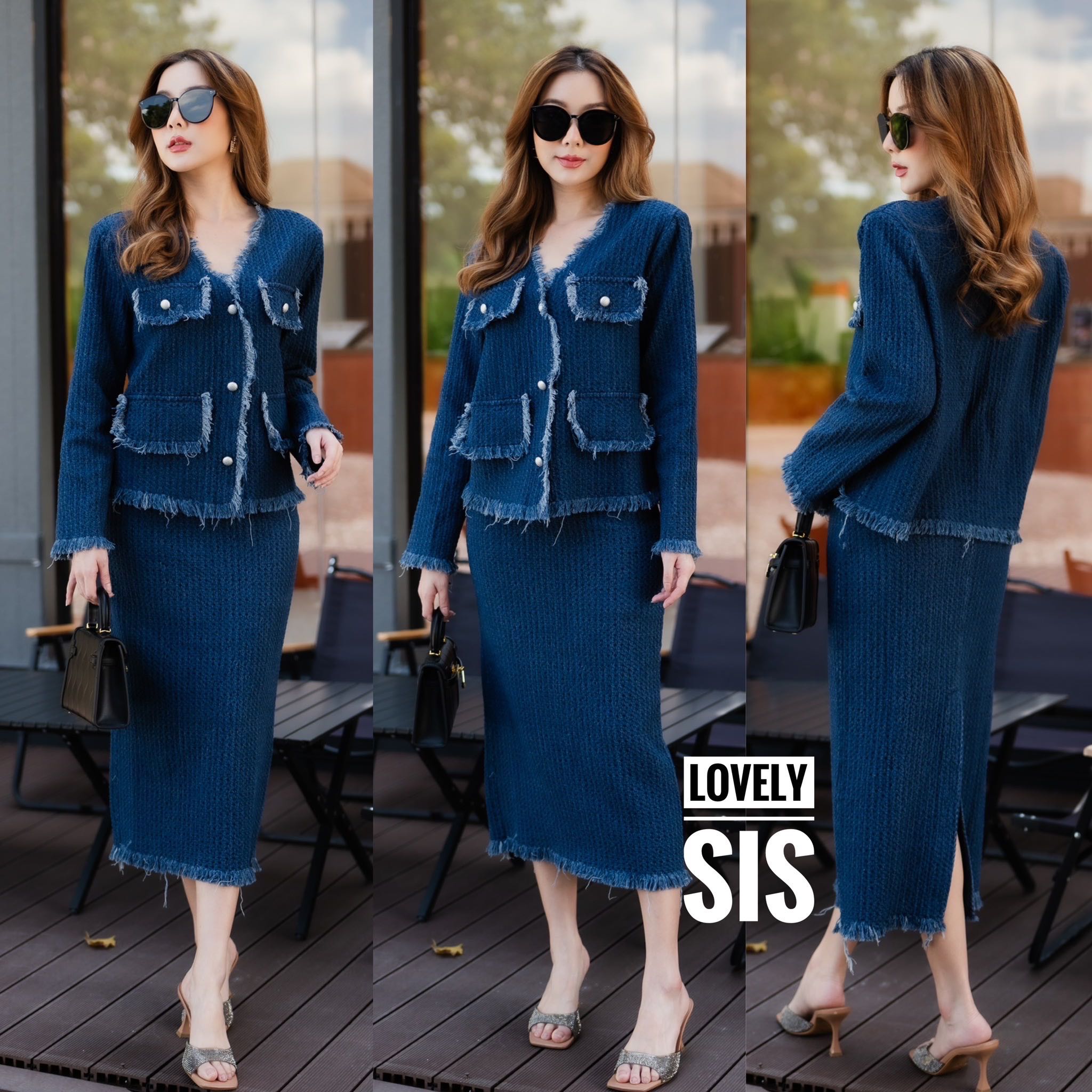Set 2 pcs เสื้อเชิ้ตยีนส์แขนยาว