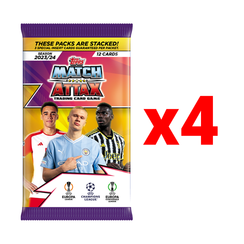 Match Attax 23/24 Cards x 4 Packs / การ์ดฟุตบอลแมตช์แอทแทค ซองสุ่ม (4 ซอง)