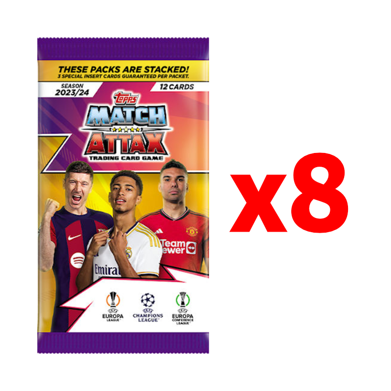 Match Attax 23/24 Cards x 8 Packs / การ์ดฟุตบอลแมตช์แอทแทค ซองสุ่ม (8 ซอง)