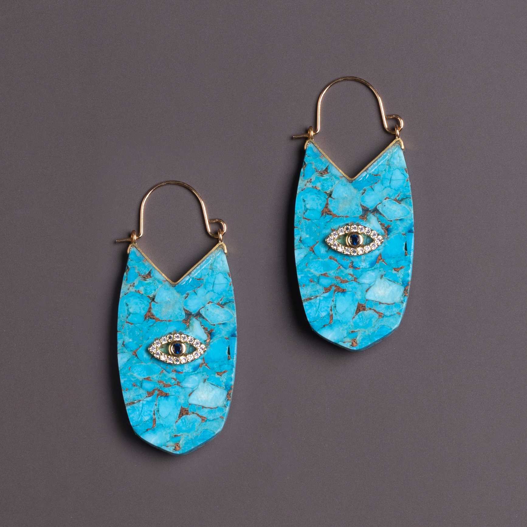 TURQUOISE OVAL EARRINGS