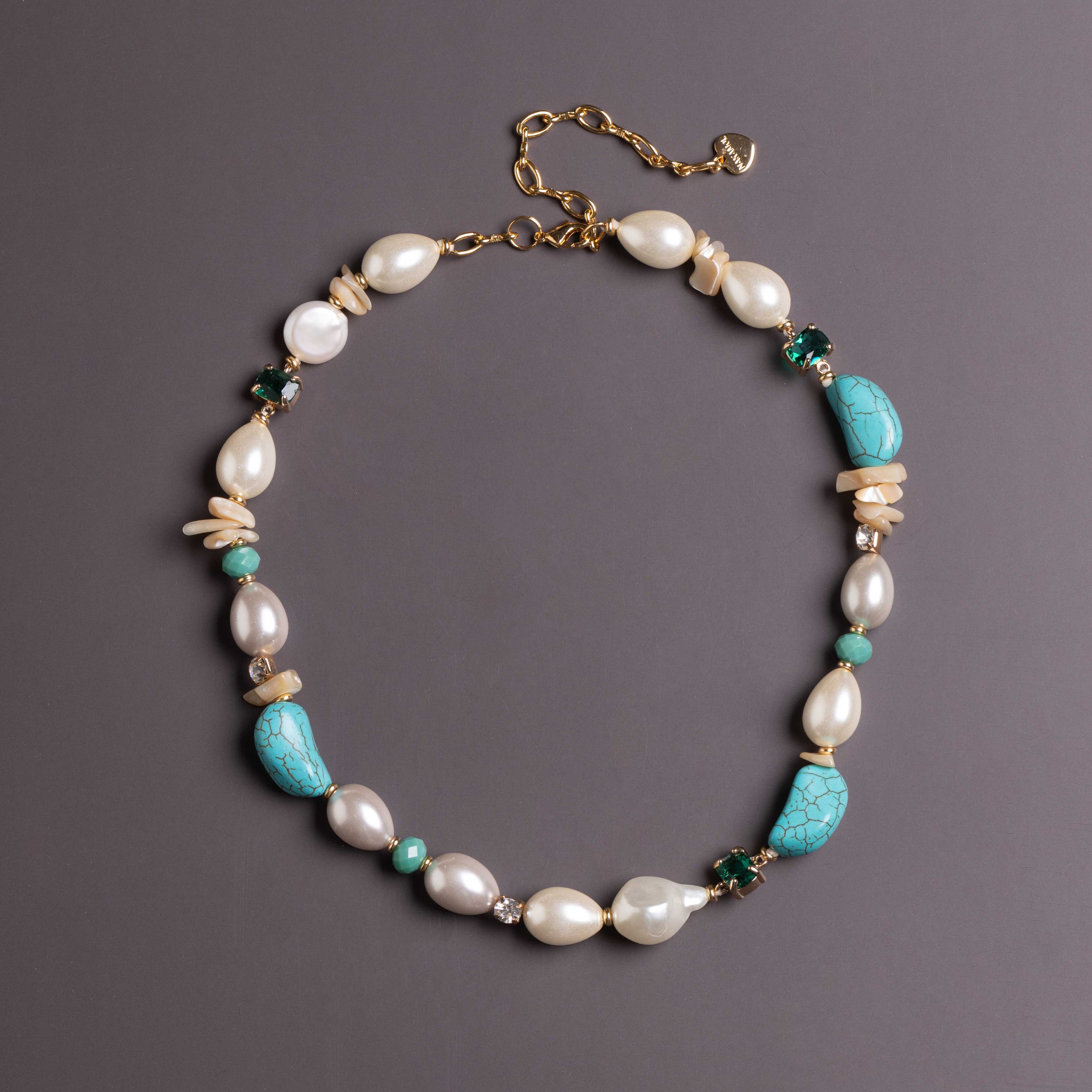 TURQUOISE AND PEARL NECKLACE