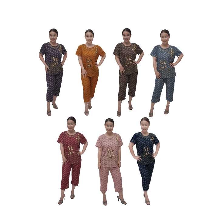บุษยา ชุดลำลอง ลายขลิบทอง พื้นโบว์ Free Size 7 ตัว 318805
