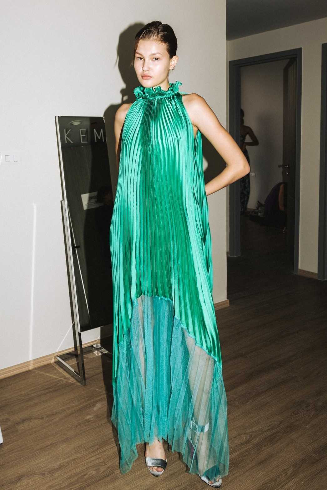 Feather Tulle Dress - Emerald Green
