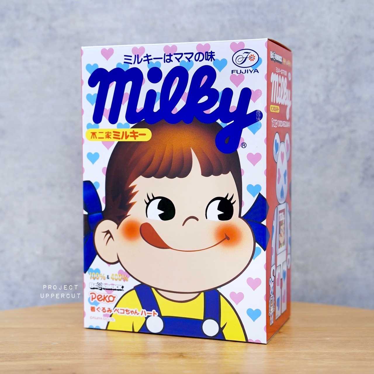 BE@RBRICK 400%+100% FUJIYA MILKY : Peko-chan (Heart Costume) (Y2018) [New]
