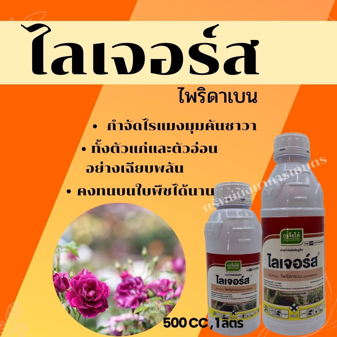 ไลเจอร์ส (ไพริดาเบน) 1ลิตร กำจัดไรแมงมุมคันซาวา ฆ่าทั้งตัวแก่และตัวอ่อน คงทนบนใบพืชได้นาน