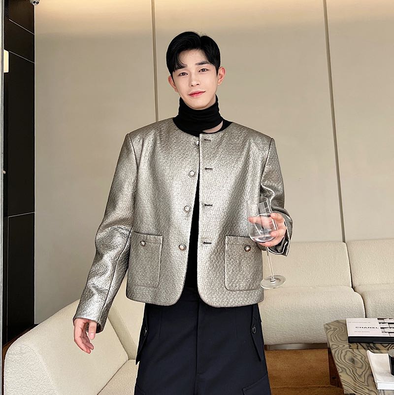 Silver leather Jacket 
