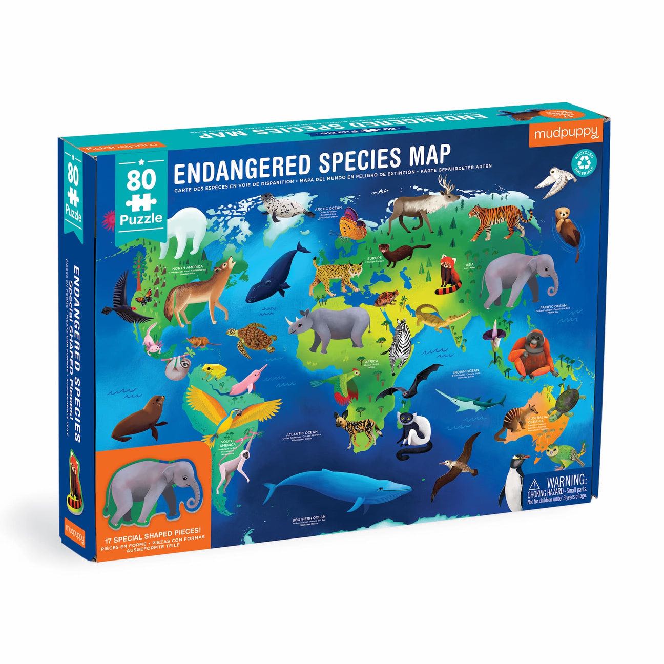 Endangered Species Around the World 80 Piece Geography Puzzle  จิ๊กซอว์สัตว์สงวนทั่วโลก