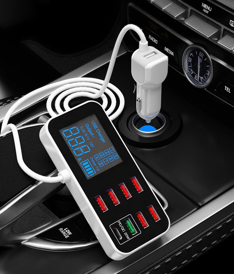 Rbb แท่นชาร์จไฟในรถยนต์ 8 ช่องusb 1 type-c รุ่น a9+