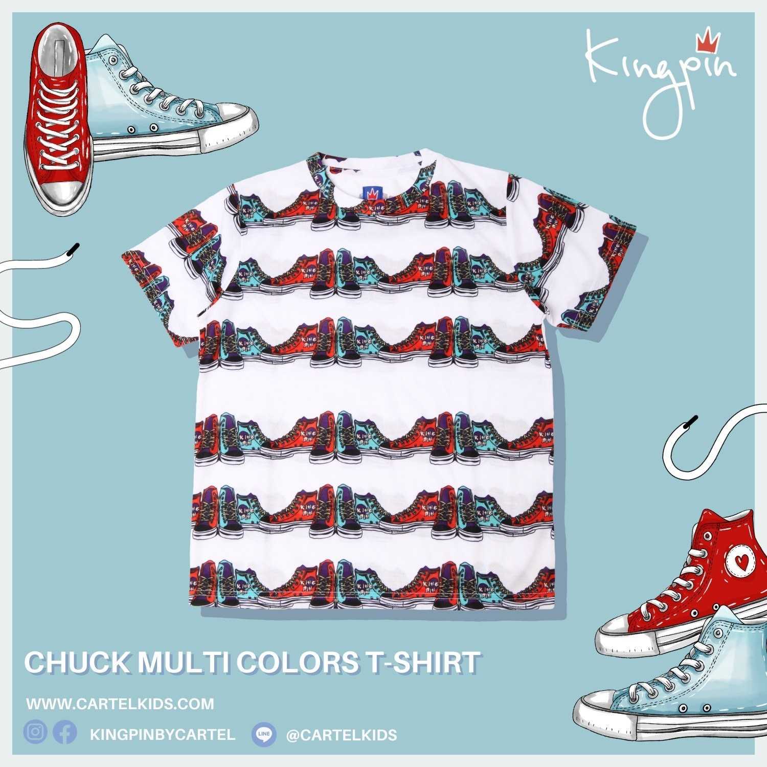 KINGPIN Chuck Multi Colors T-shirt เสื้อยืดเด็กลายสตรีท Cartelkids