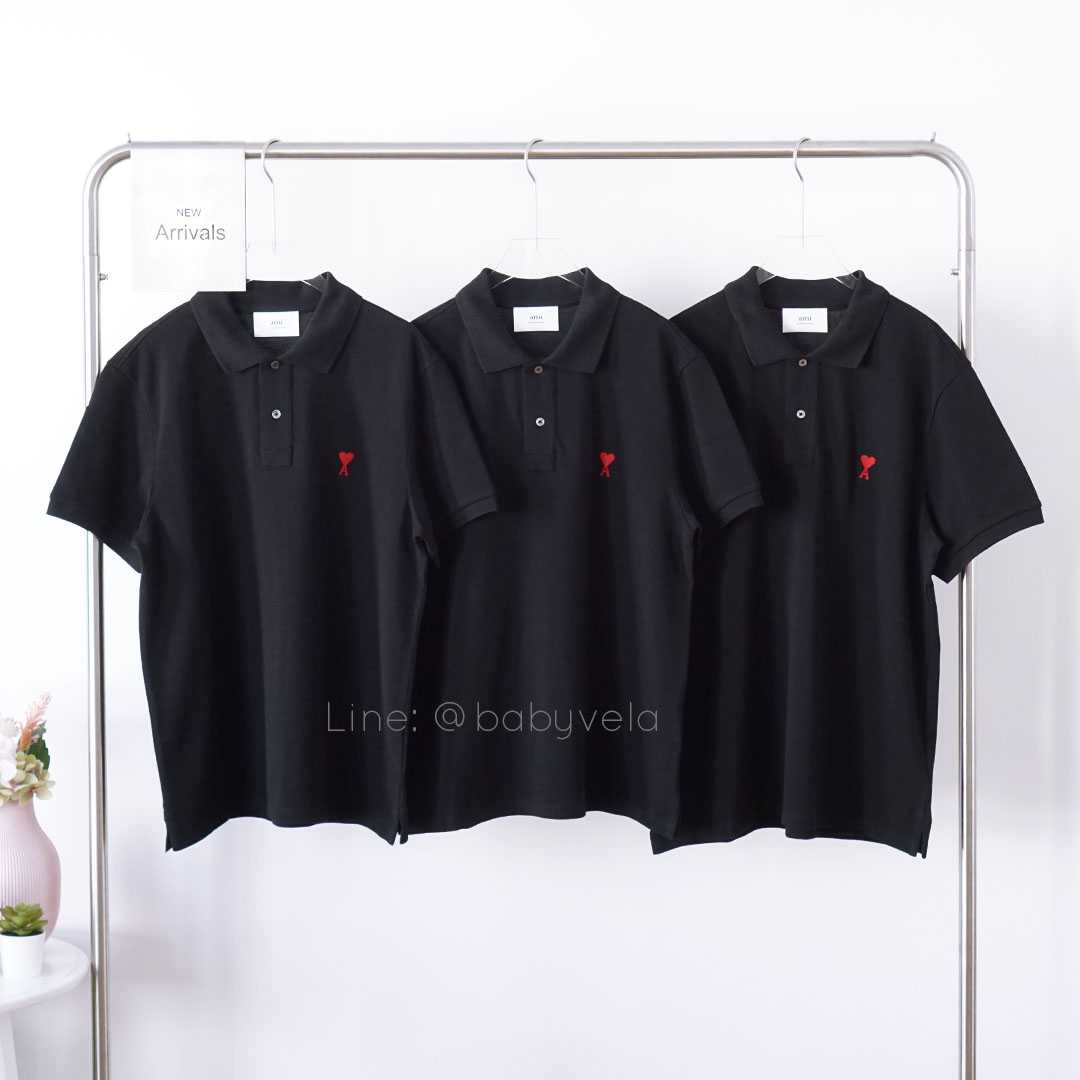 Ami Paris de Coeur Polo Shirt (Black)