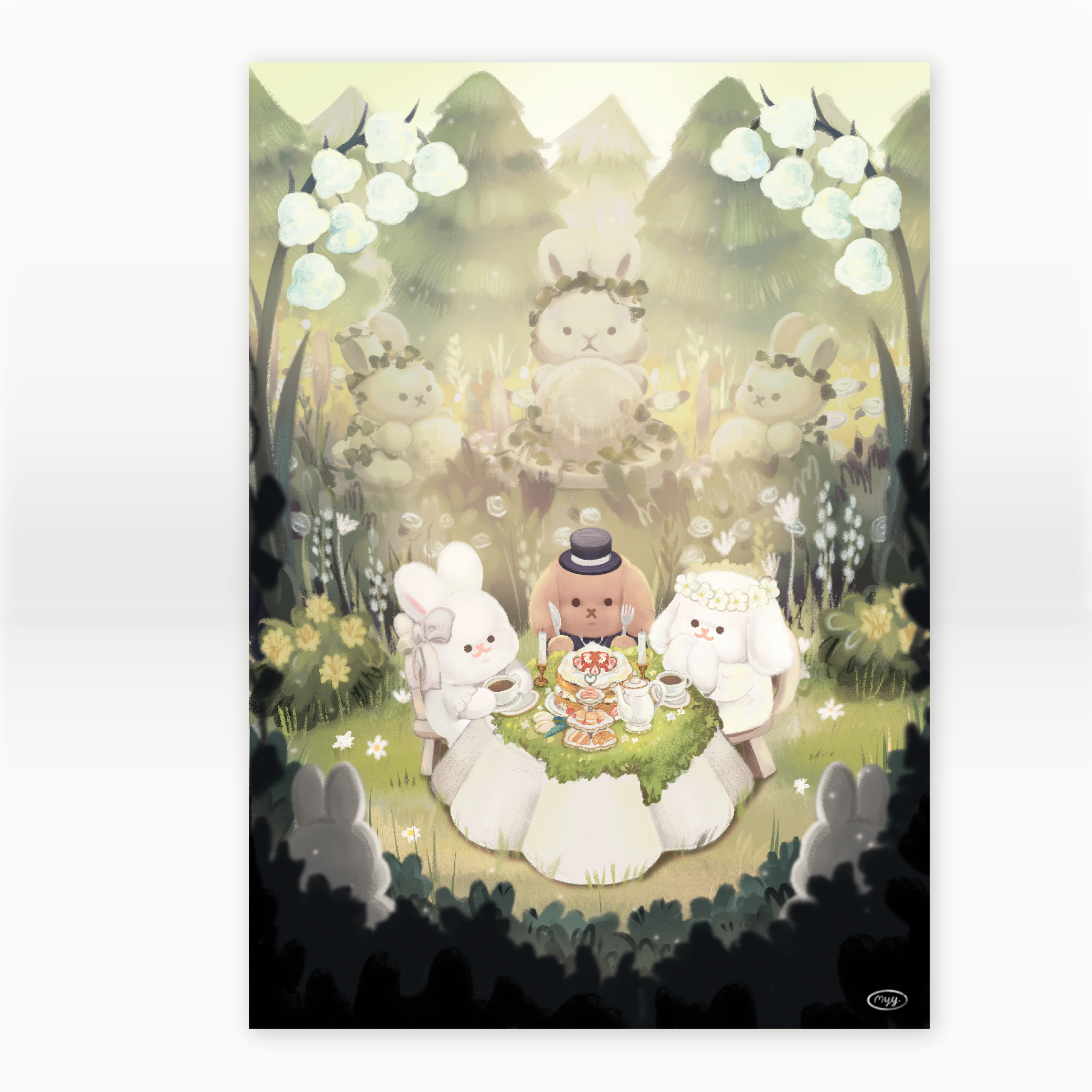 Postcard 4x6 inch | bunny's tea party