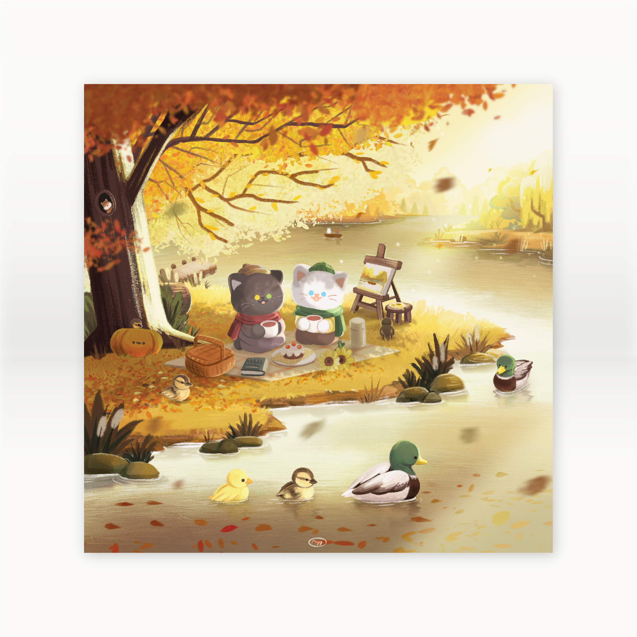 Postcard 5x5 inch | picnic autumn