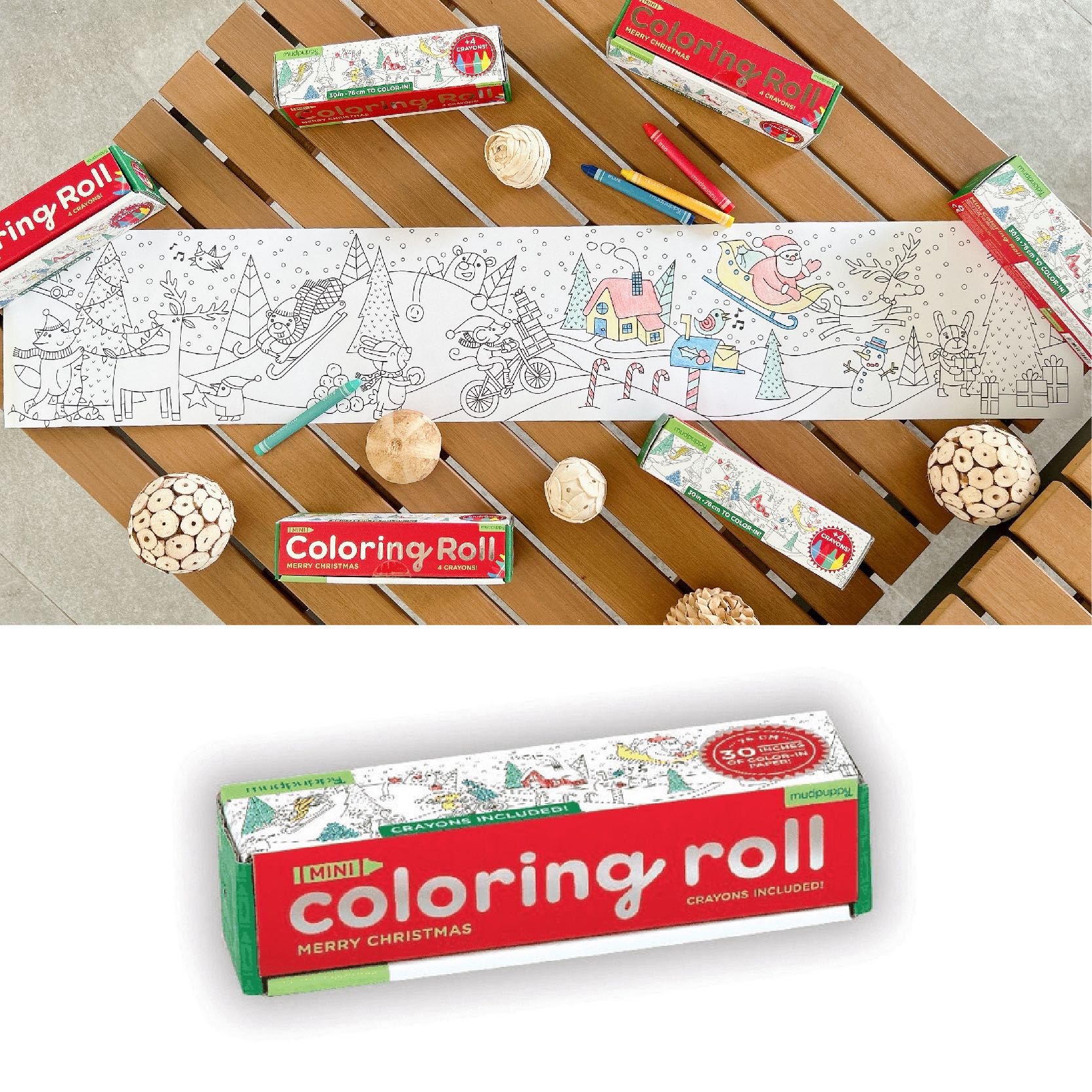 กระดาษม้วนระบายสี Merry Christmas Mini Coloring Roll