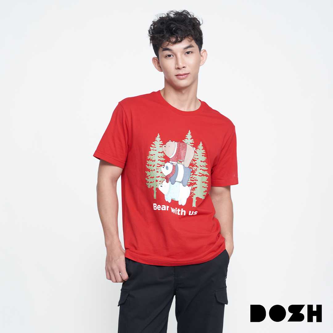 DOSH UNISEX T-SHIRTS WE BARE BEARS เสื้อยืดคอกลม แขนสั้น ผู้ชาย DBBMT5056-RE