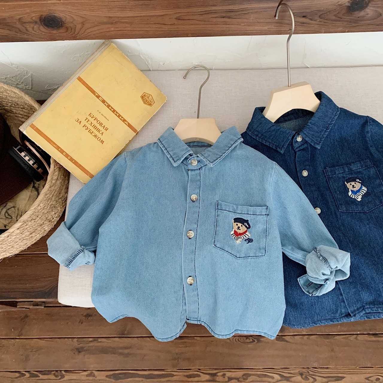 🧸เสื้อเชิ้ตยีนส์ปักน้องหมี - Bear jeans shirt