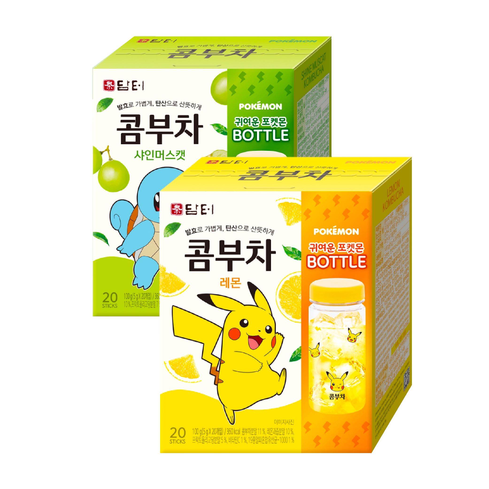 Damtuh Pokemon Kombucha + Bottle ชาหมักเกาหลี 20 ซอง (แถมฟรี! แก้วโปเกม่อน)
