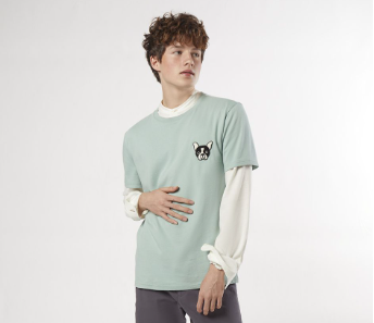 เสื้อทีเชิ้ตแต่งลายเฟรนช์ชี่ผ้าขนหนู สีเขียว | 03852
