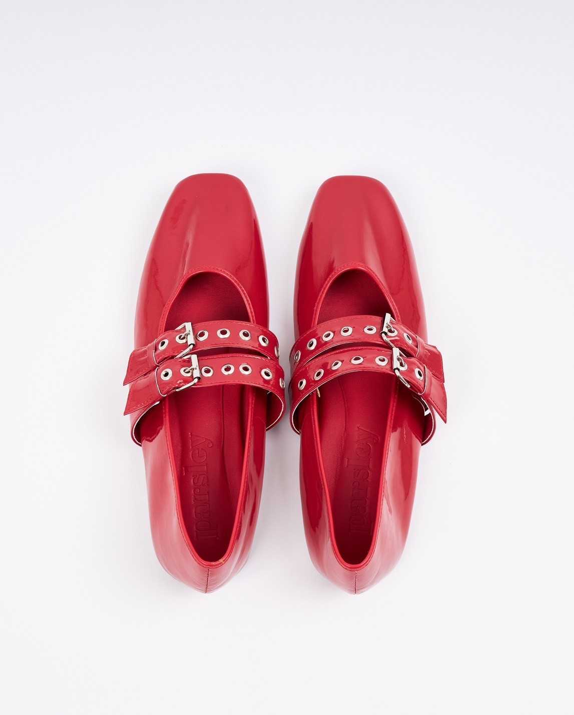 Ballerina Belt Flats Cherry red