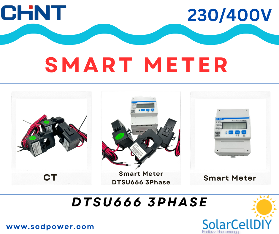 CHINT DTSU666 กันย้อน Smart Meter ระบบไฟฟ้า 3 เฟส  CT 3x230/400V ใช้คู่กับอินเวอเตอร์ SOFAR