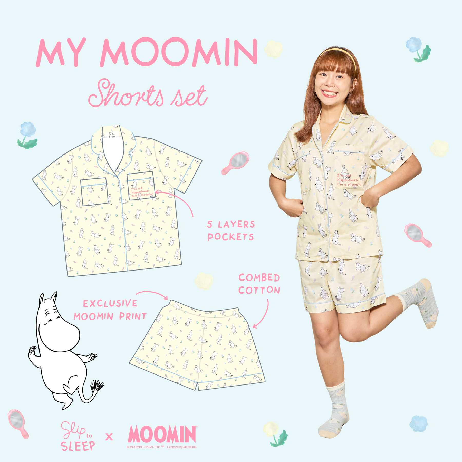 Moomin ชุดนอนโนบรา- My Moomin Shorts set