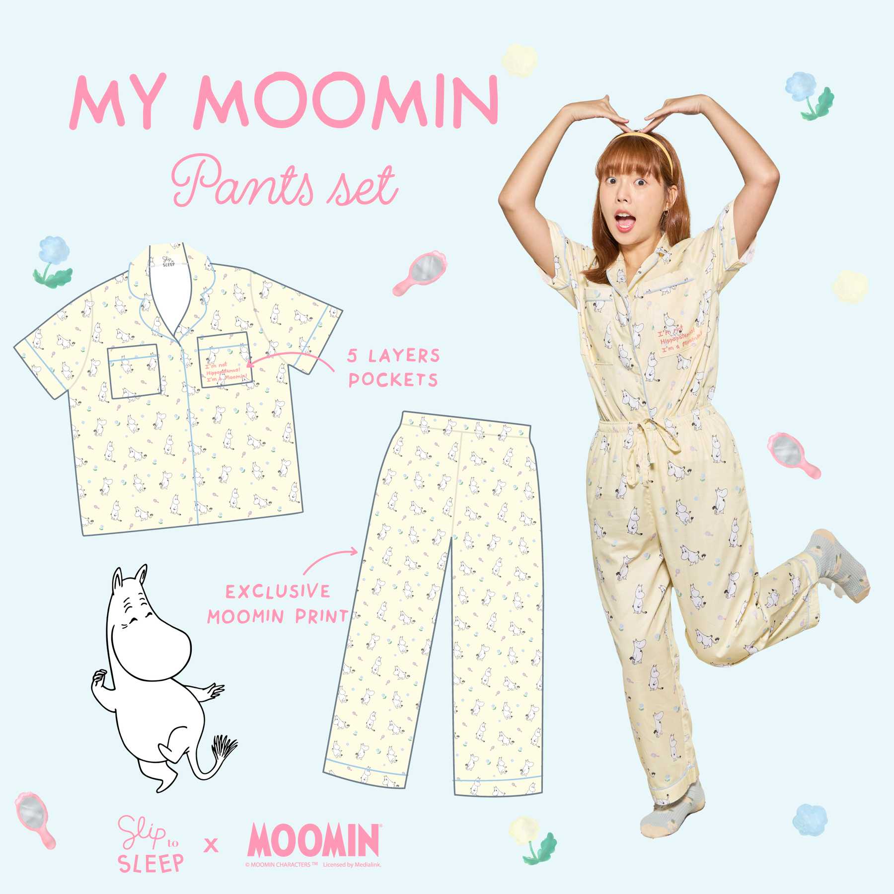 Moomin ชุดนอนโนบรา- My Moomin Pants set