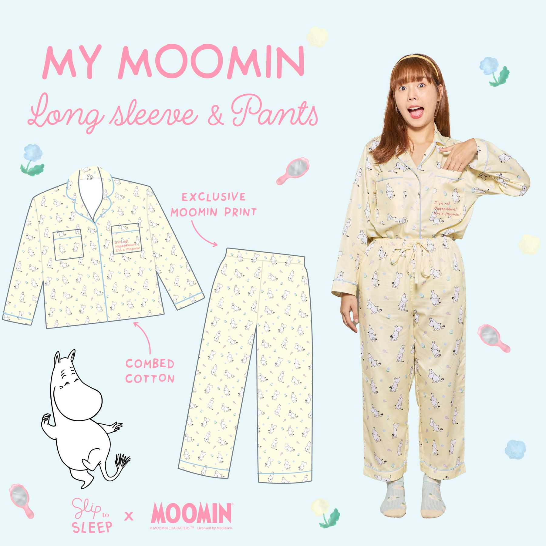 Moomin ชุดนอนโนบรา- My Moomin Long Sleeve Pants set