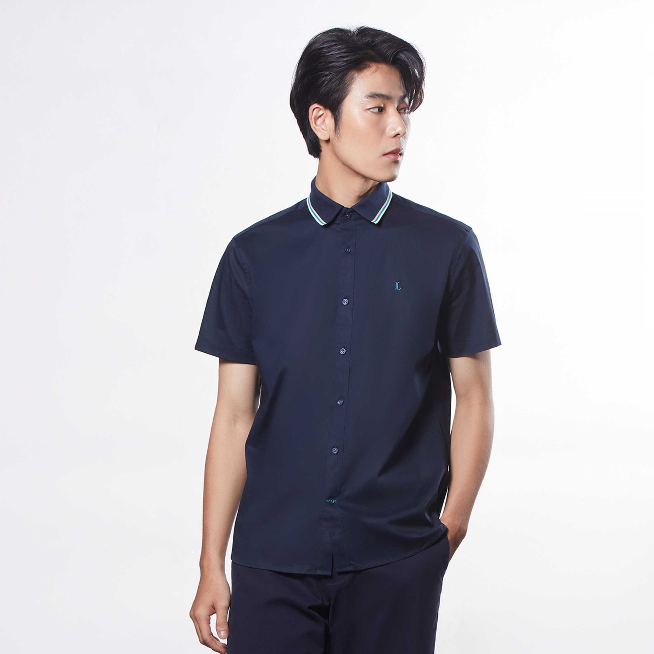 เสื้อเชิ้ตแขนสั้นคอปกผ้านิต | 03452