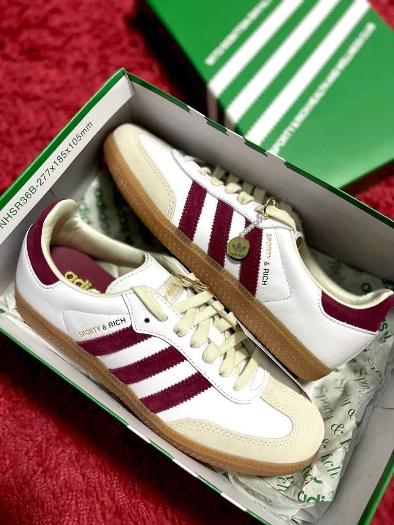 Adidas samba x Sporty and Rich   White Burgundy