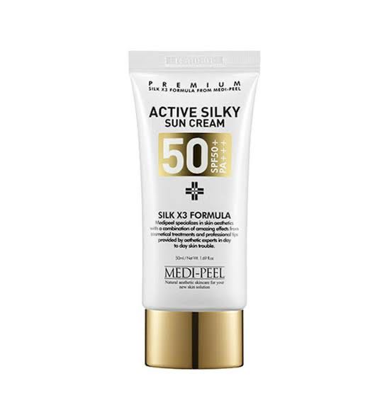 MEDI-PEEL Active Silky Sun Cream SPF50+ PA+++ ขนาด50ml. กันแดดน้ำนม โทนอัพผิว ปรับผิวสว่างขึ้น