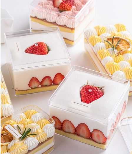 P161IM208CL กล่องขนมCAKE BOX  HM8585 ความจุ 350ml(ห่อ12ใบ ลัง384 ใบ)