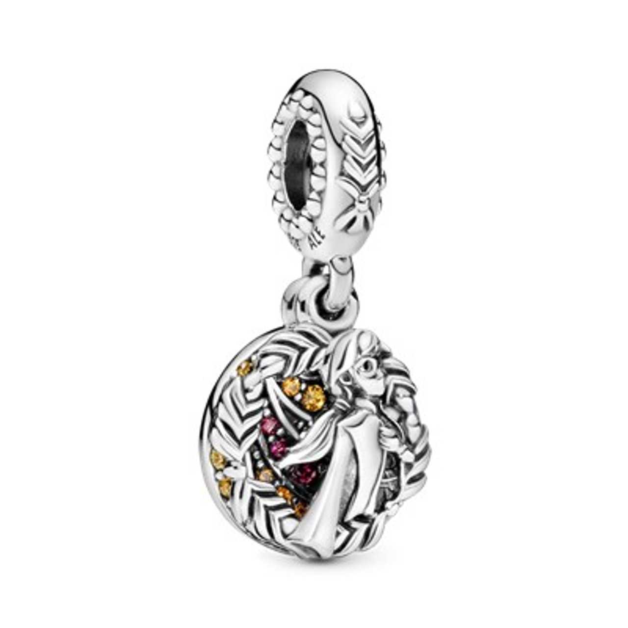 Disney Anna sterling silver dangle with honey ,red cubic zirconia
