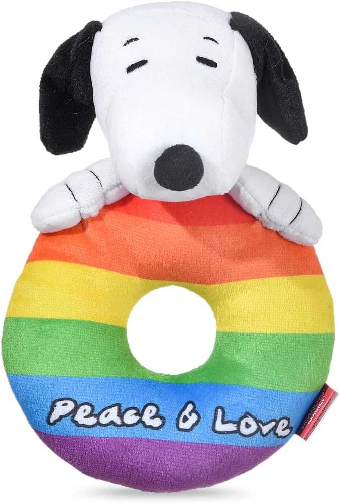 8 inches Snoopy Peace&Love Plush Ring Squeaker Pet Toy