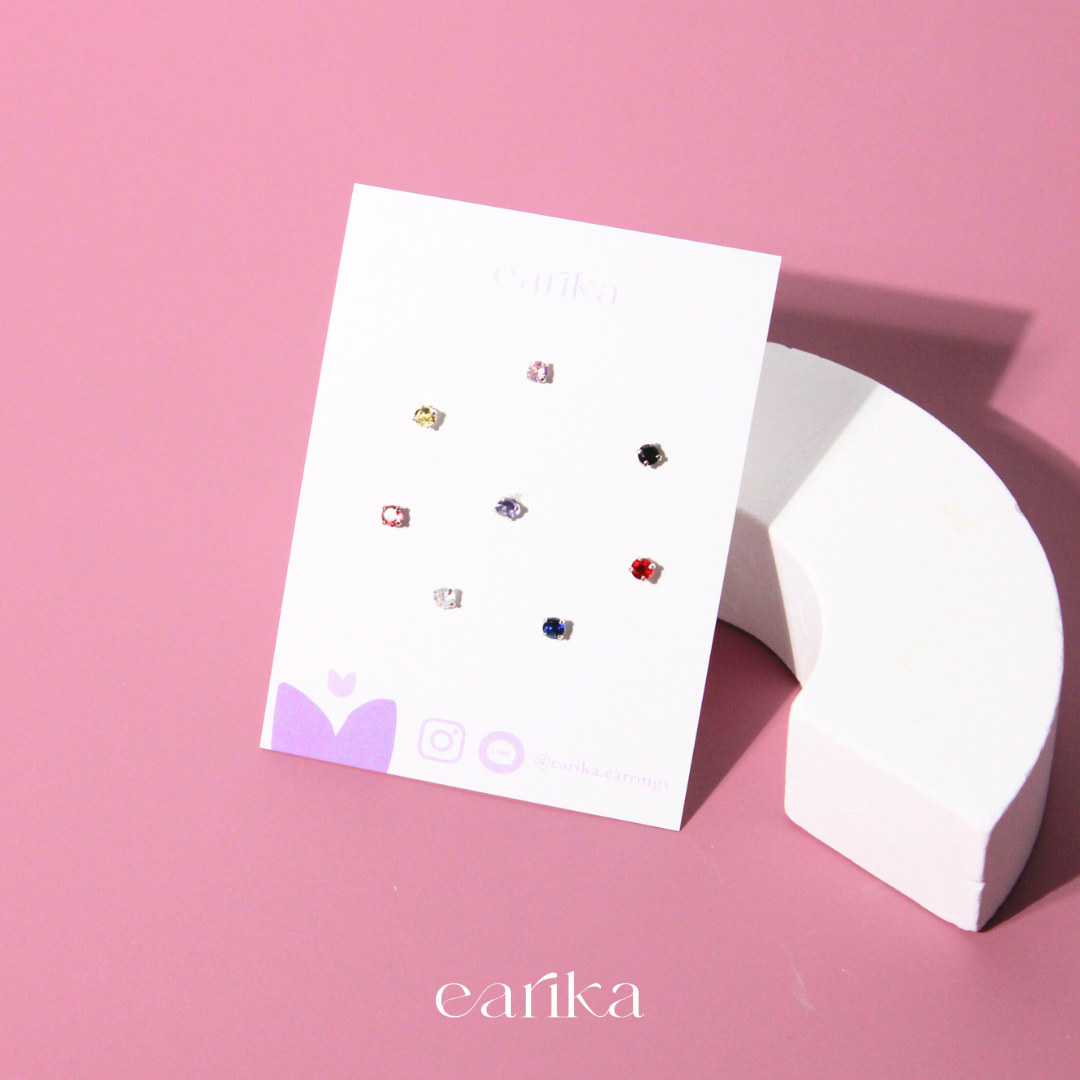 earika.earrings - zodiac jewel stud set เซ็ตต่างหูเพชรก้านเงินแท้ คนแพ้ง่ายใส่ได้