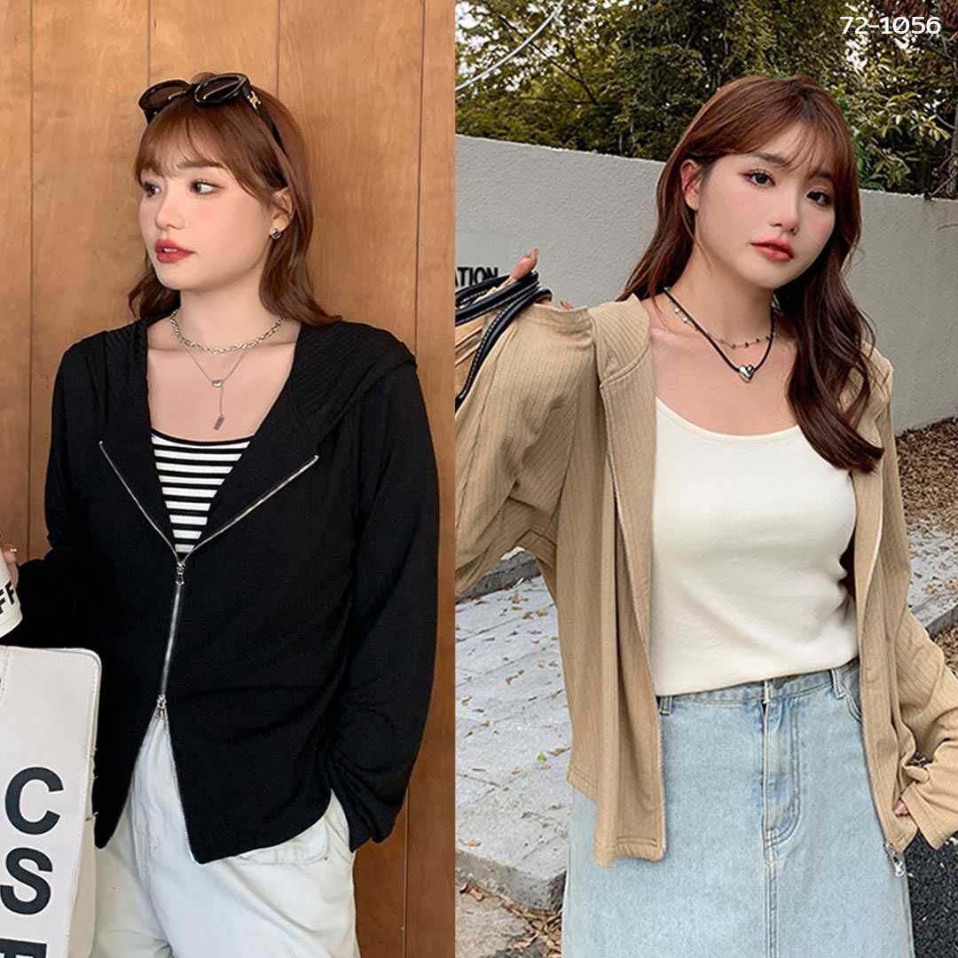 72-1056 เสื้อคลุมมีฮู้ด ซิปหน้า