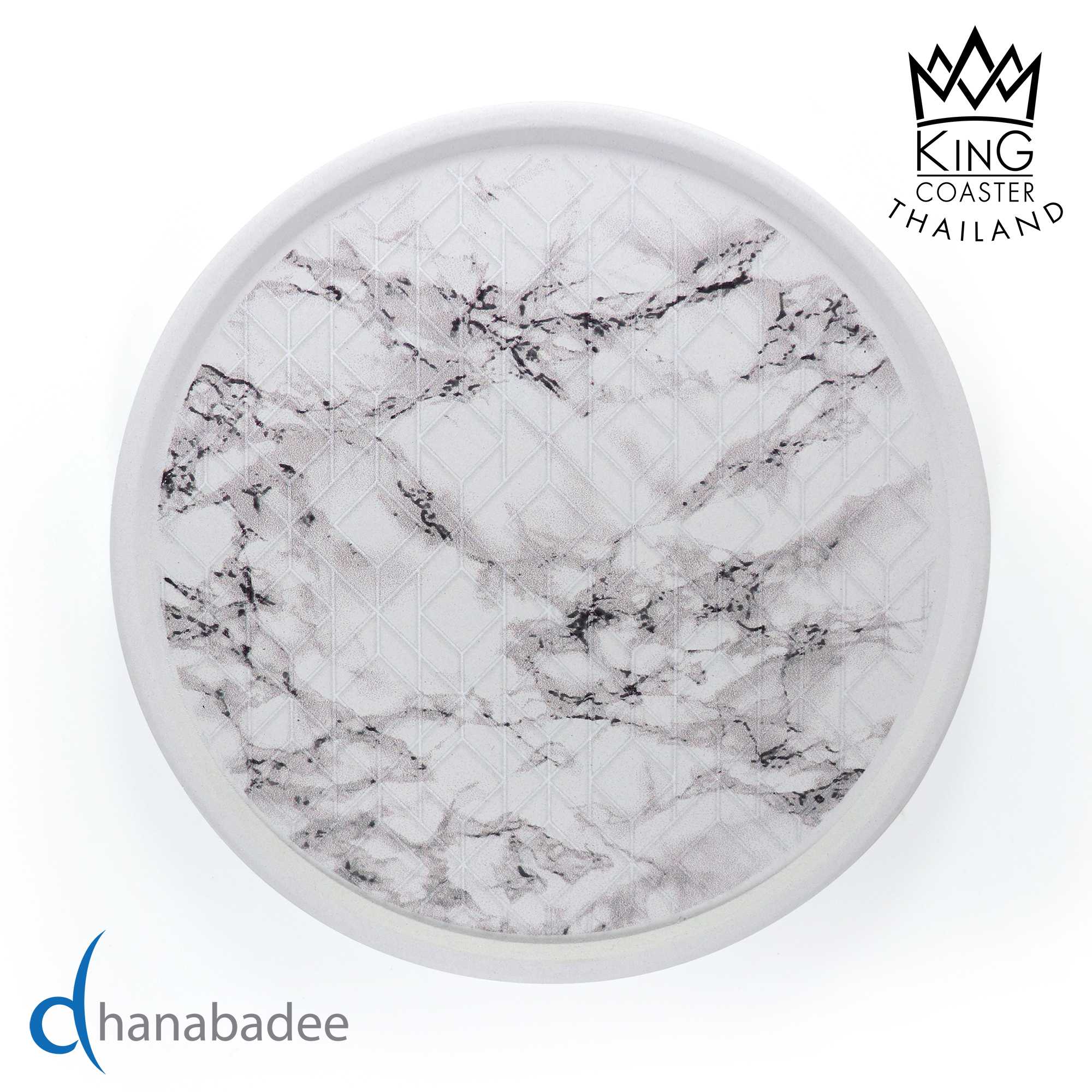 จานรองแก้ว R10020 ที่รองแก้ว แผ่นรองแก้ว ทรงกลมมีขอบ MARBLE-01