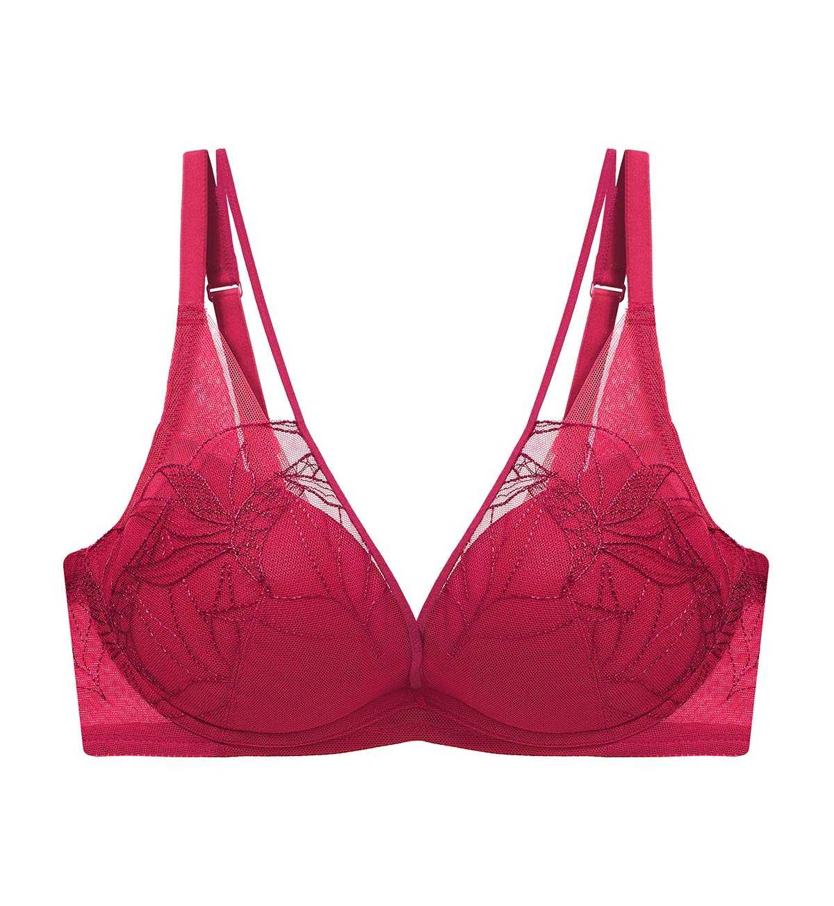 Bargain Triumph 10217135  Aqua Paradise HU DV 02  2370 เสื้อชั้นในไม่มีโครงรูปแบบ Deep V สีแดงเข้ม