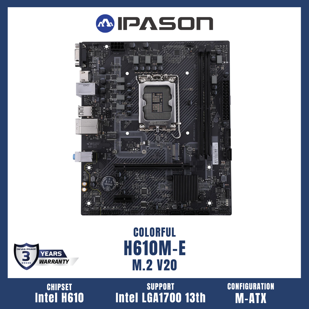 COLORFUL MAINBOARD (เมนบอร์ด) H610M-E M.2 V20 รับประกัน 3 ปี