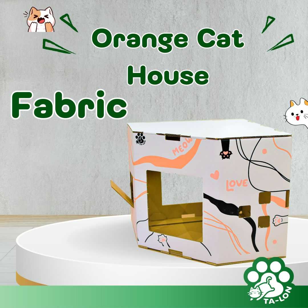 บ้านแมวเข้ามุม Orange Cat House Fabric (Series)