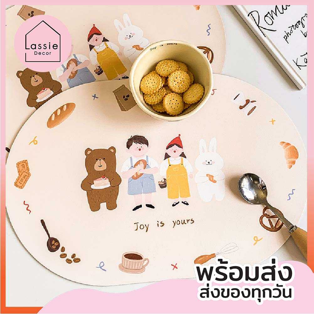 【พร้อมส่ง】แผ่นรองจานใหญ่  Soy S Yours  เนื้อPU สไตล์เกาหลี น่ารักมากก เกาหลีสุด LassieDecor