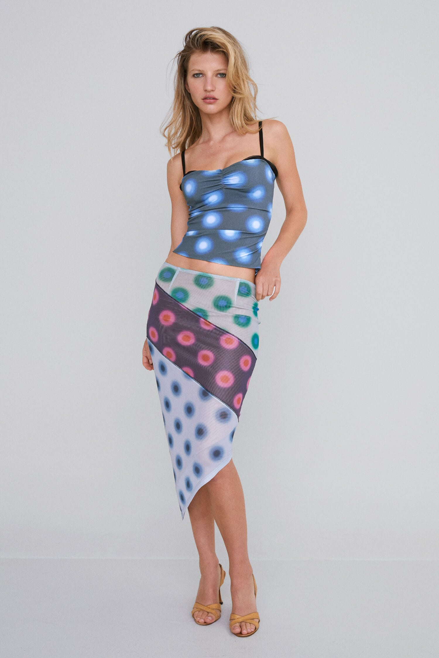 SALE MIAOU VERO SKIRT-POLKA DOT PATCHWORK