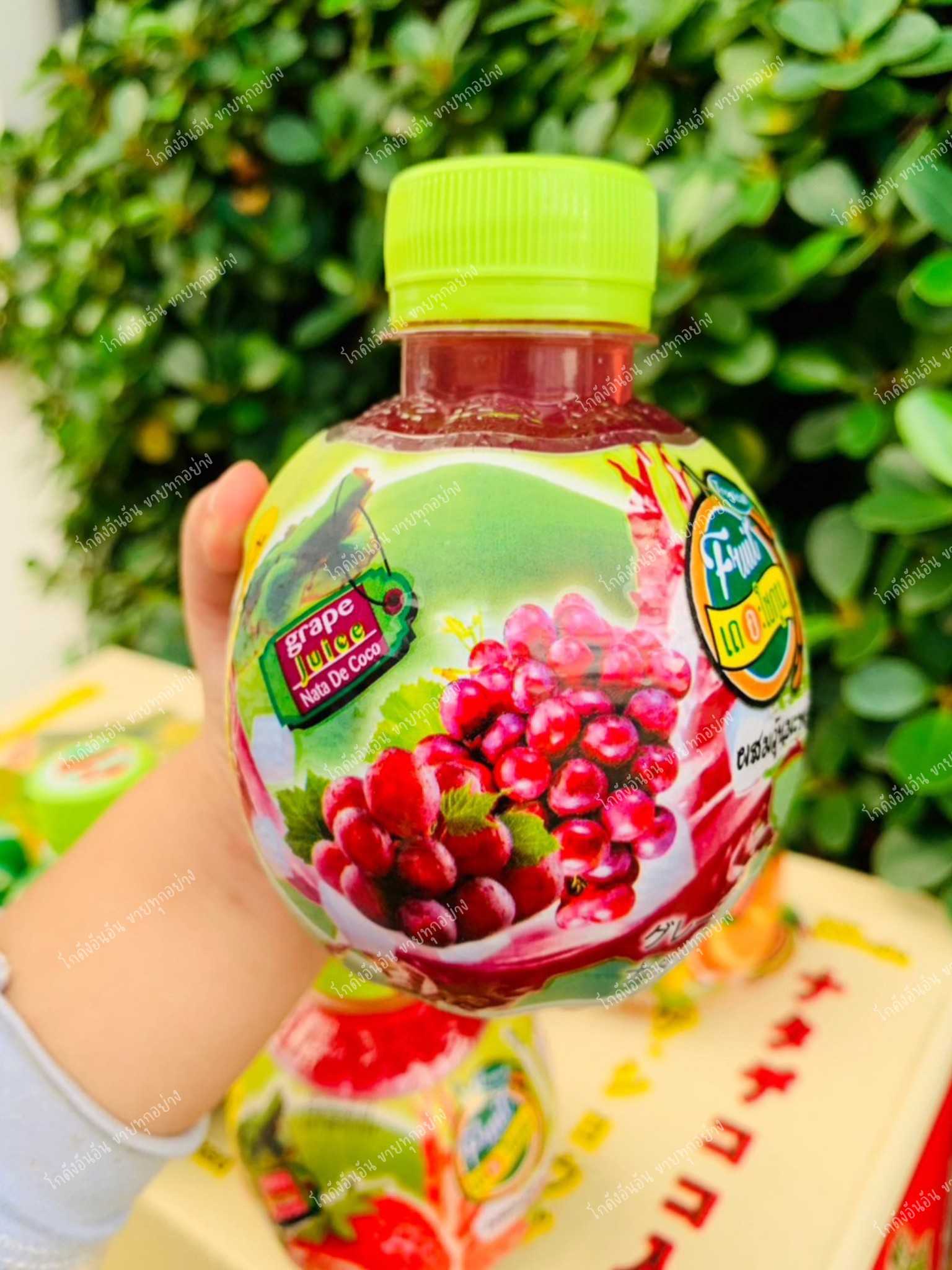 น้ำองุ่น แพ็คละ 6 ขวด น้ำผลไม้เดอะโชกุน ผสมวุ้นมะพร้าว ขนาด 220 ml น้ำผลไม้ 25%