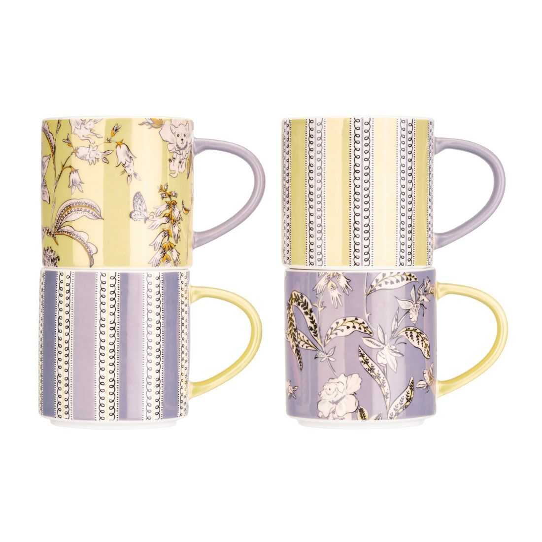 WISTERIA 4PK STACKING MUGS
