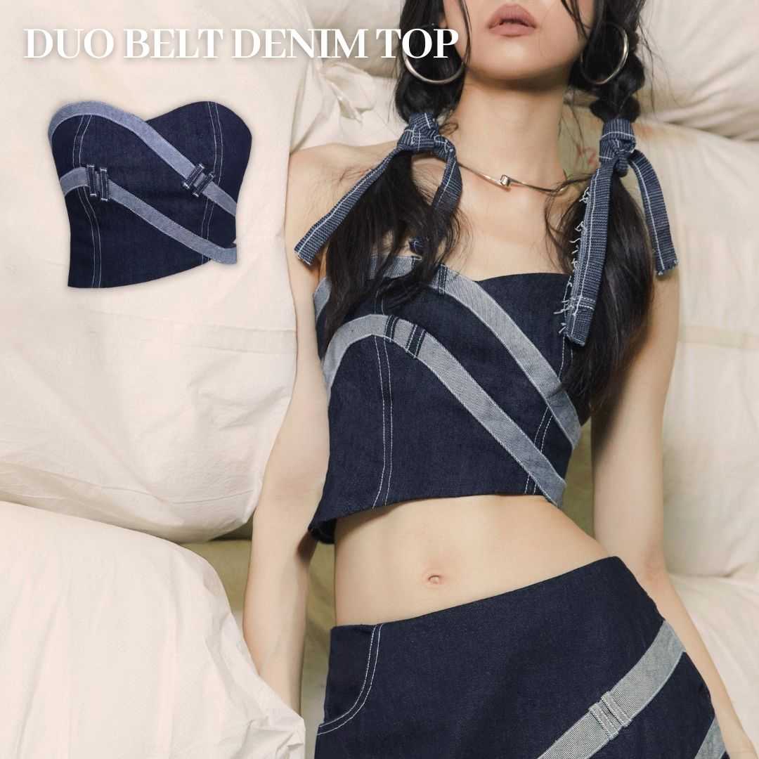 Merge Official - Duo Belt Denim Top (พร้อมส่ง)