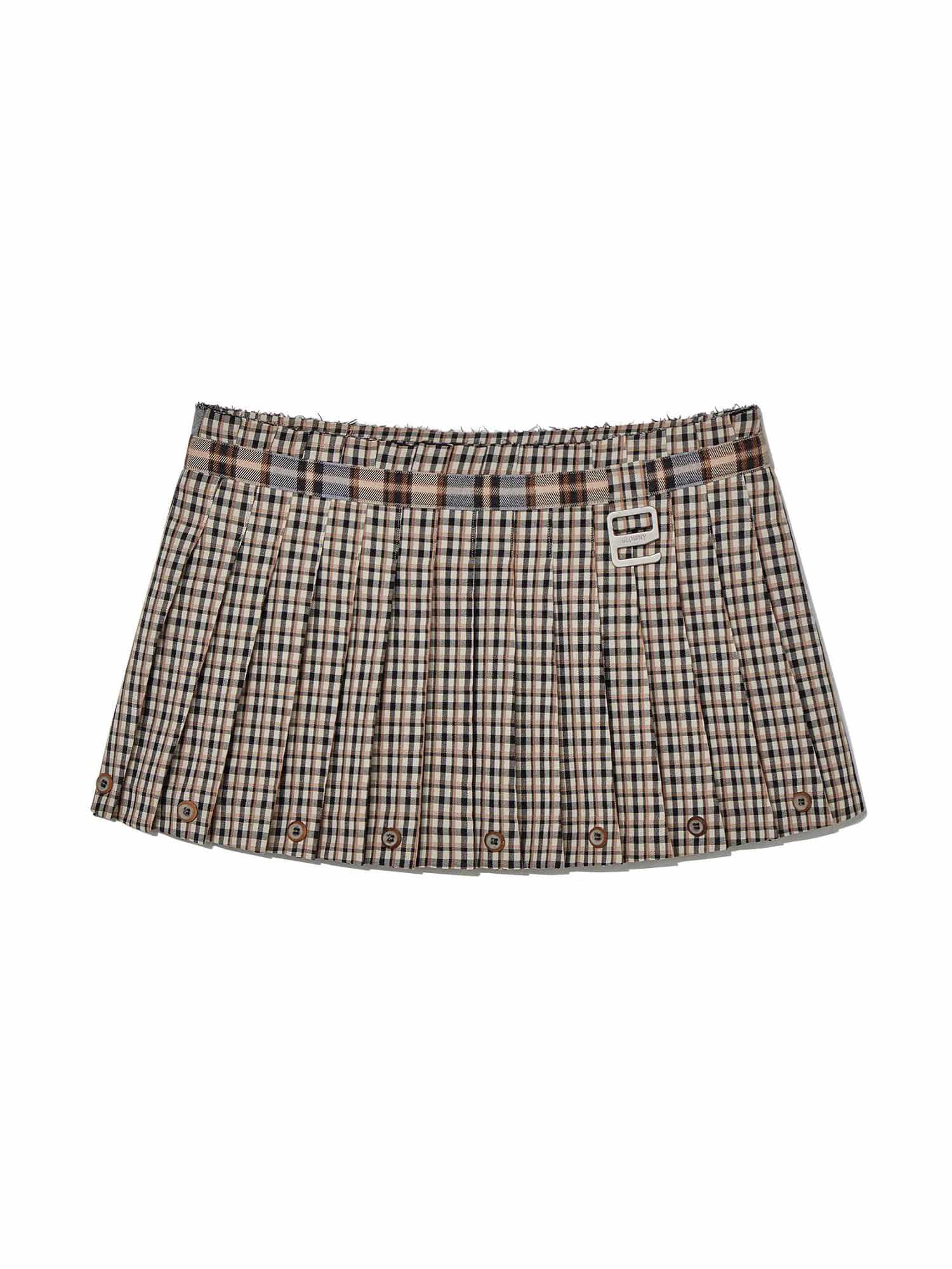 (pre,รวมส่ง) RUSSELL PLAID MINI SKIRT (BROWN PLAID) /glowny