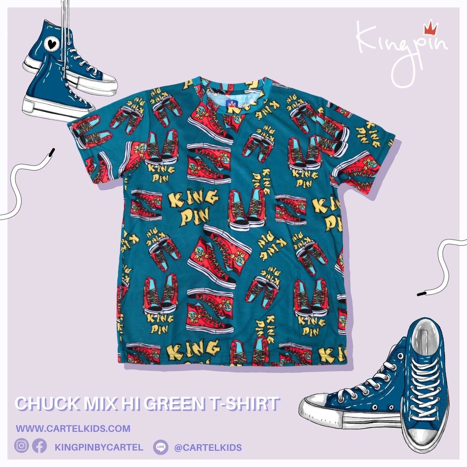KINGPIN เสื้อยืดเด็ก CHUCK MIX HI GREEN T-SHIRT  Cartelkids