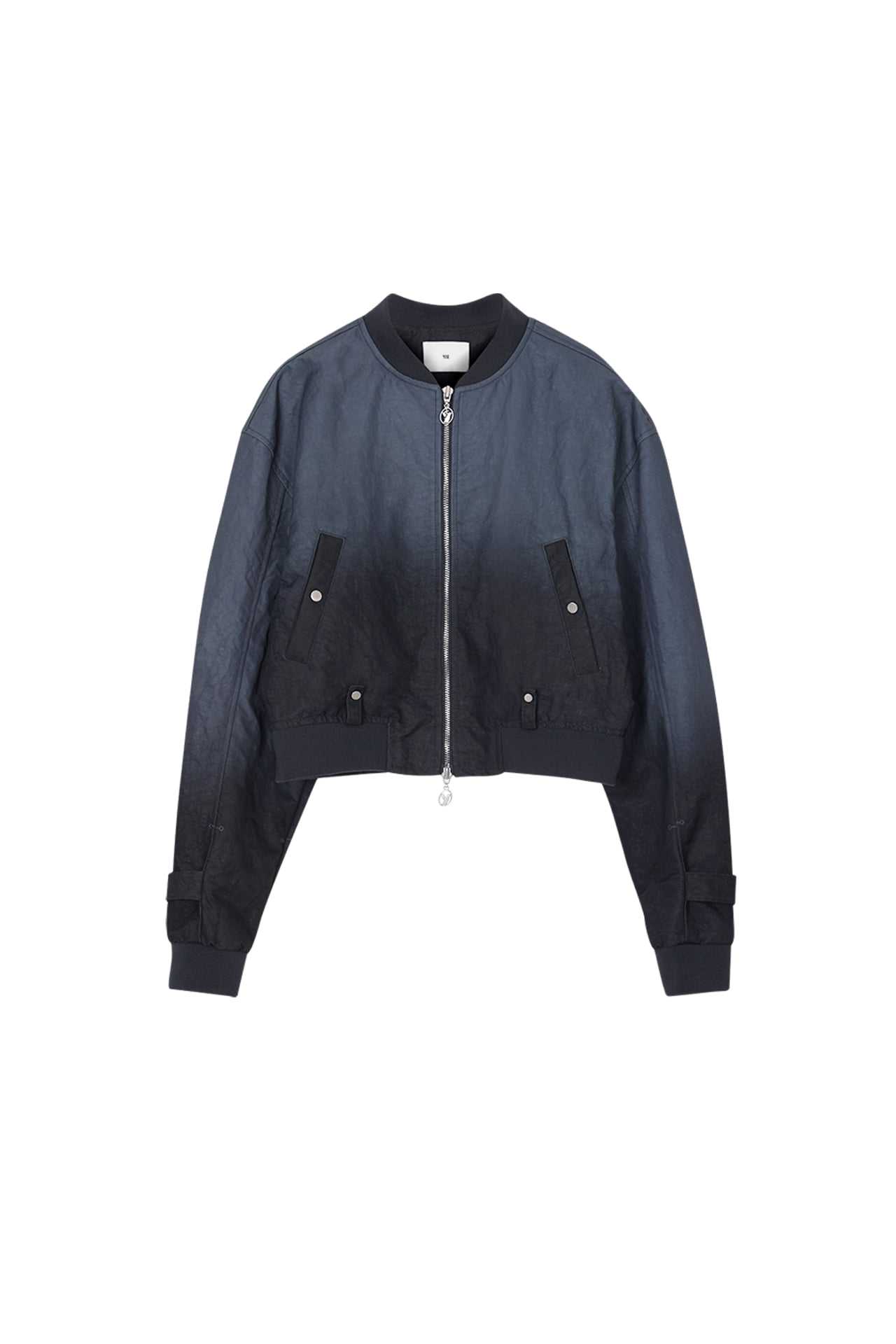 (pre,รวมส่ง) GRADATION FULL PRINTED NYLON BOMBER JACKET - BLUE BLACK /yuse