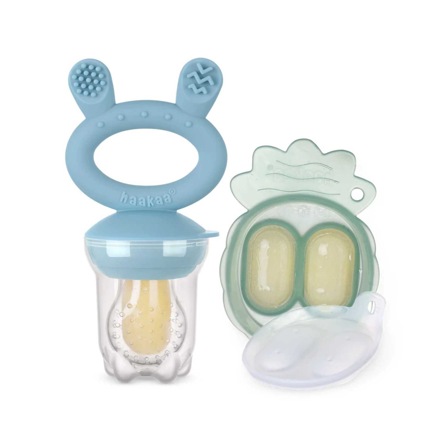 Haakaa Freeze-N-Feed Mini Combo+Pea Green tray ที่ดูดผลไม้ ที่ดูดอาหารเหลว+ถาดสำหรับทำน้ำแข็งซิลิโคน